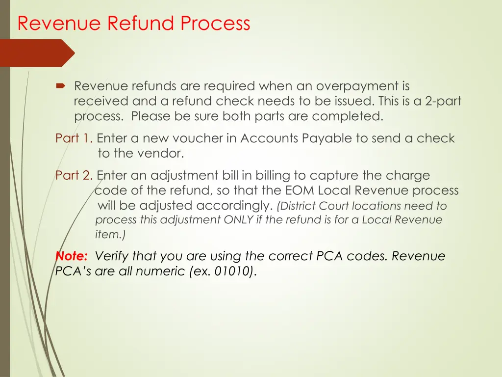revenue refund process