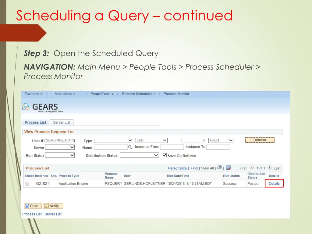 scheduling a query continued 1