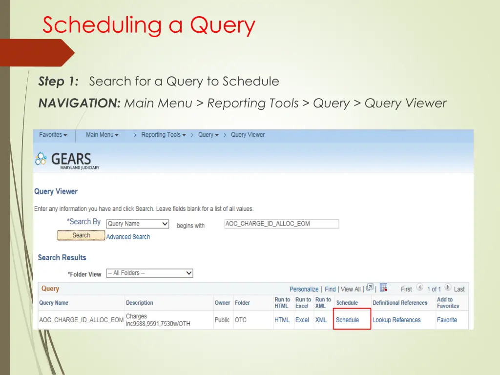 scheduling a query