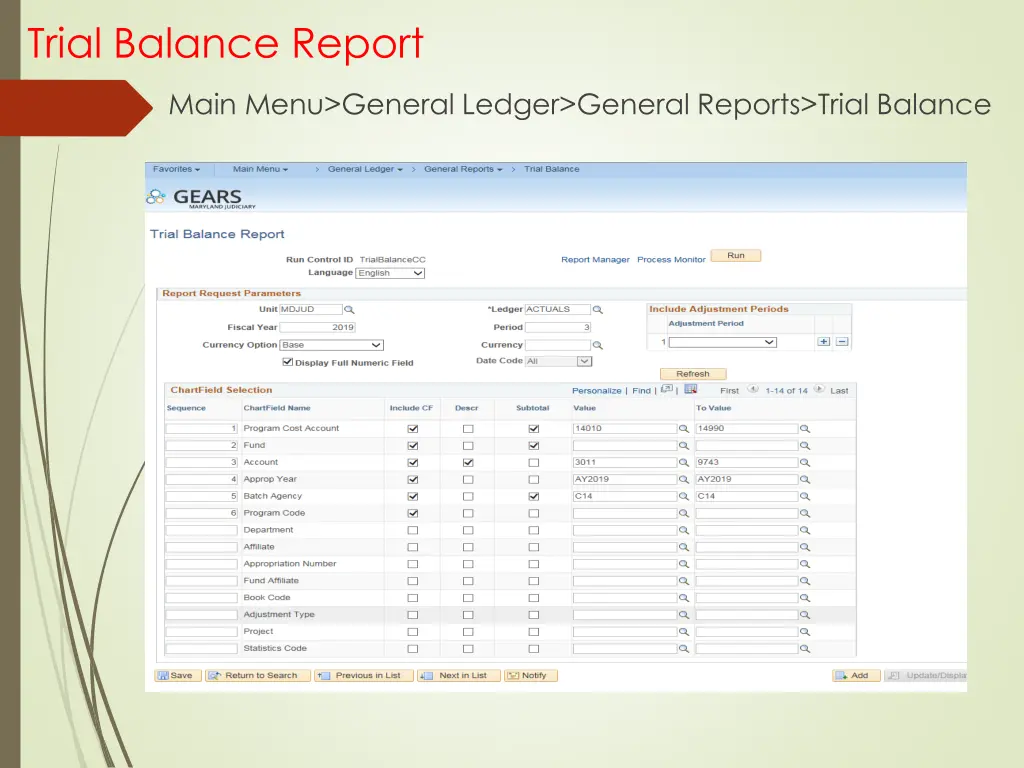 trial balance report