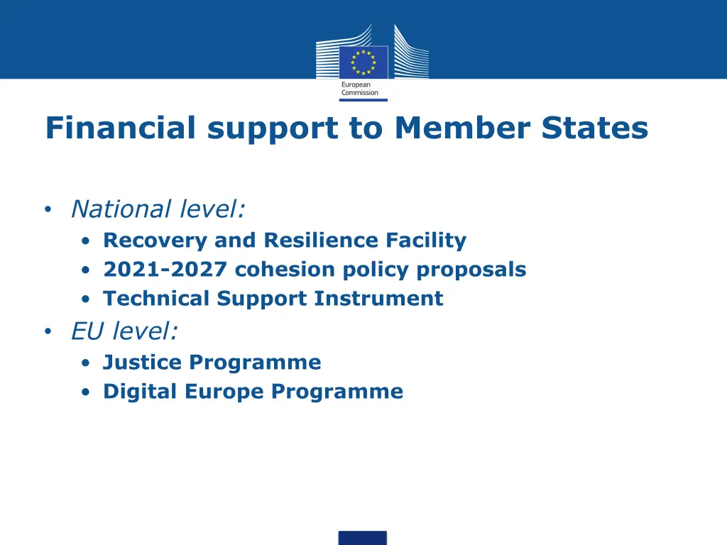 financial support to member states