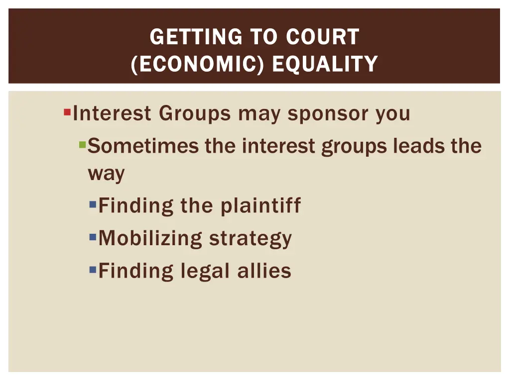 getting to getting to court economic equality