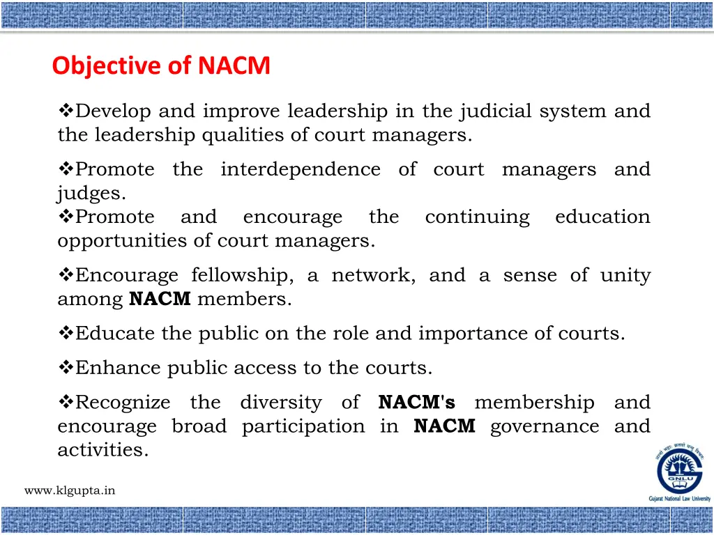 objective of nacm