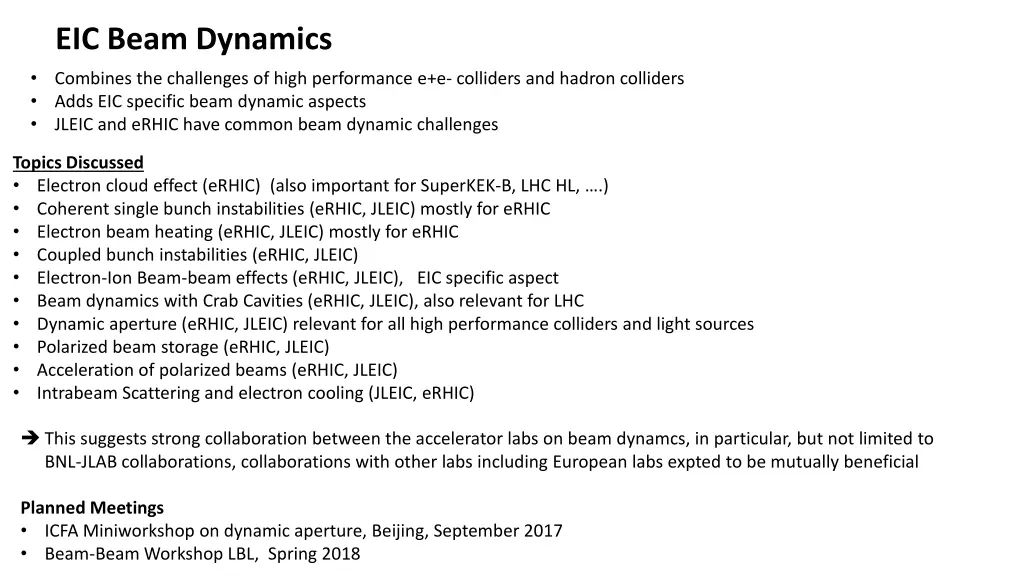 eic beam dynamics