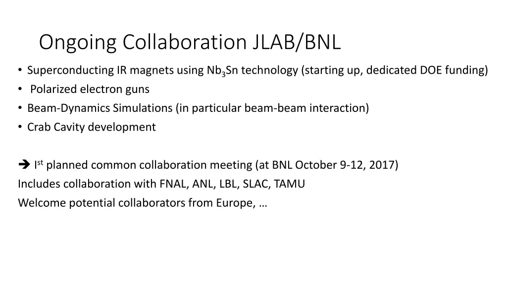 ongoing collaboration jlab bnl