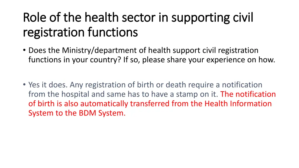 role of the health sector in supporting civil