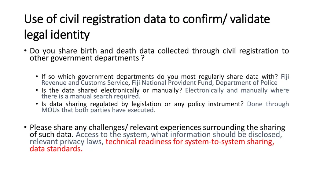 use of civil registration data to confirm