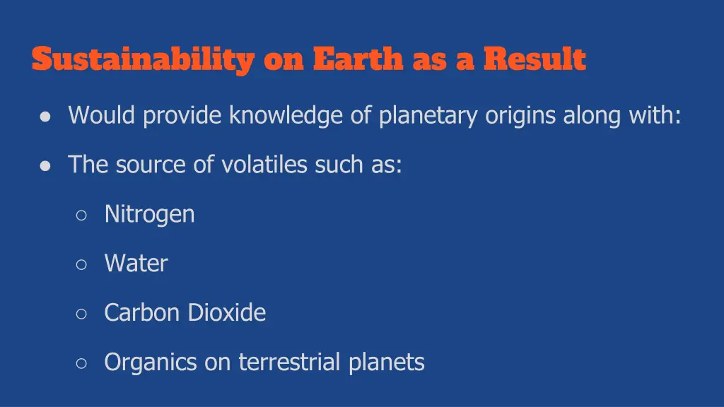 sustainability on earth as a result