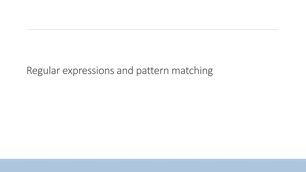 regular expressions and pattern matching