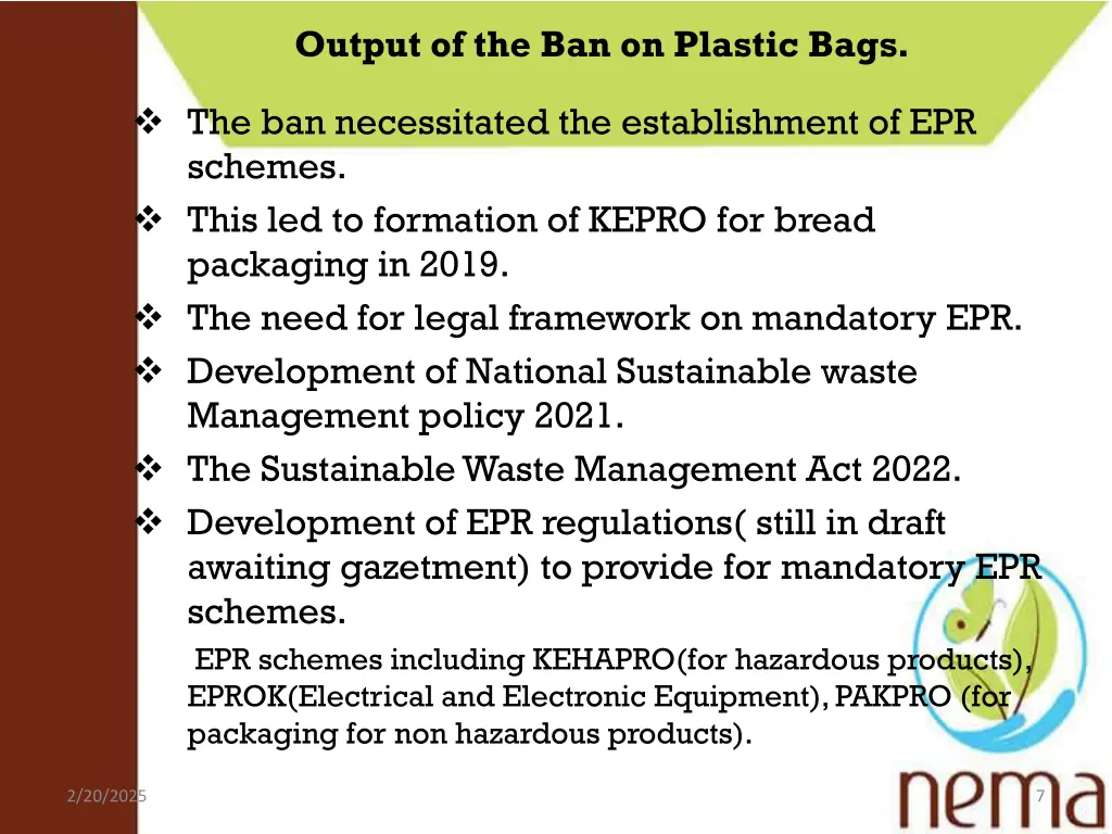 output of the ban on plastic bags