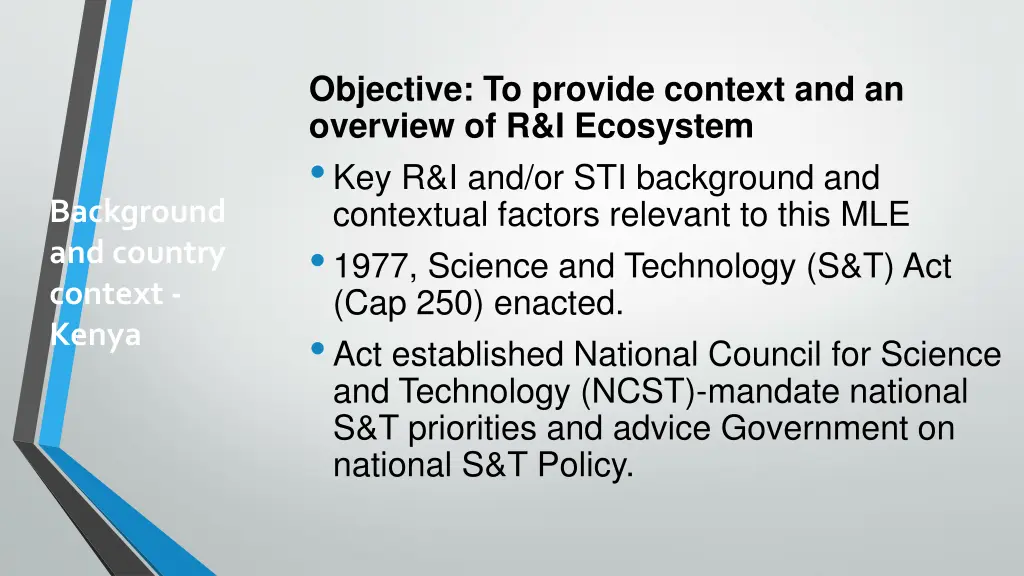 objective to provide context and an overview
