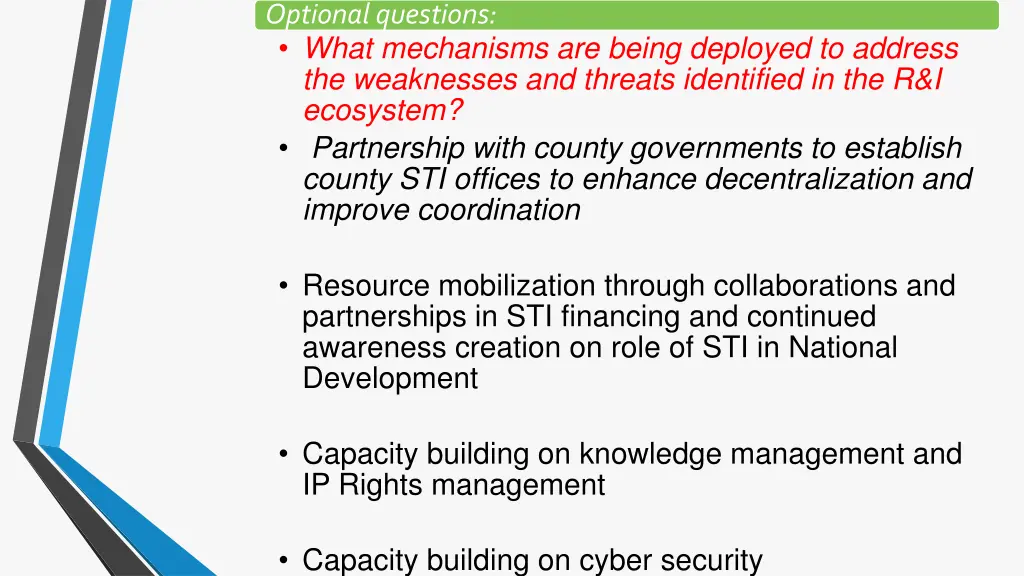 optional questions what mechanisms are being