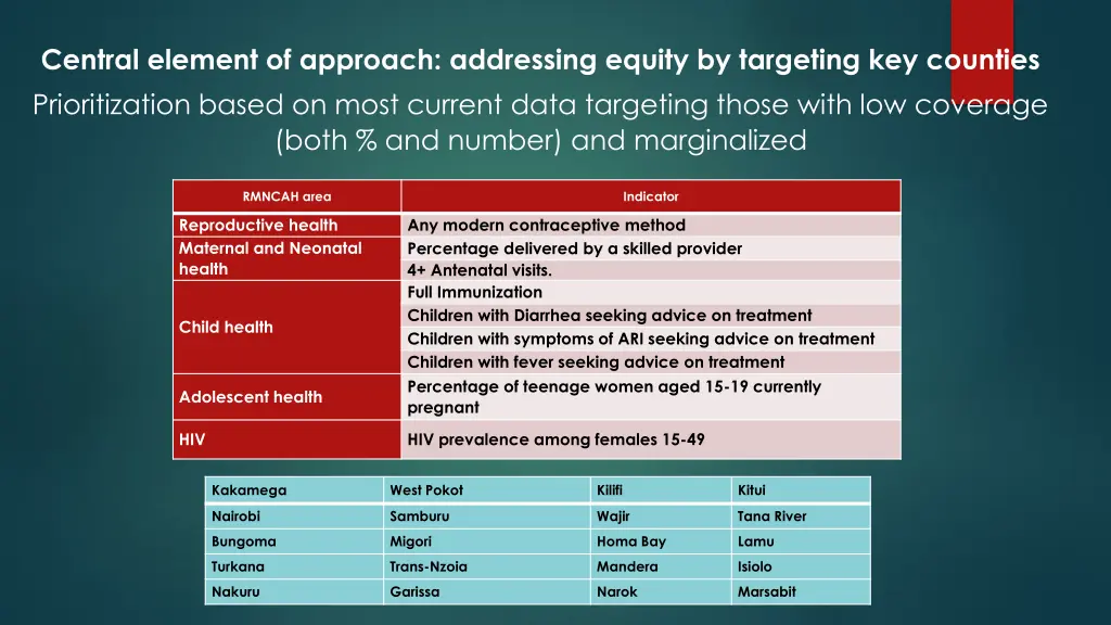 central element of approach addressing equity