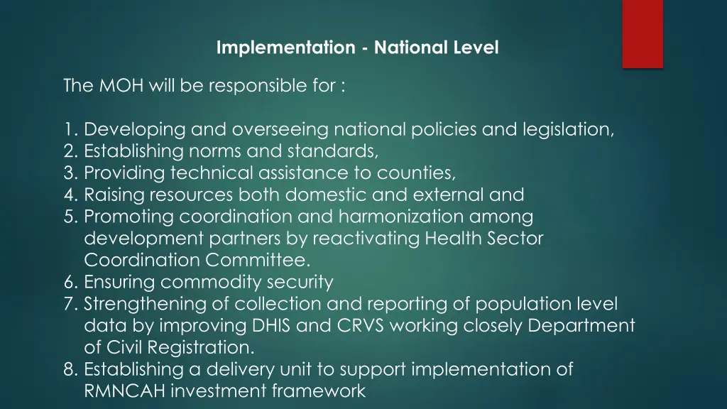 implementation national level