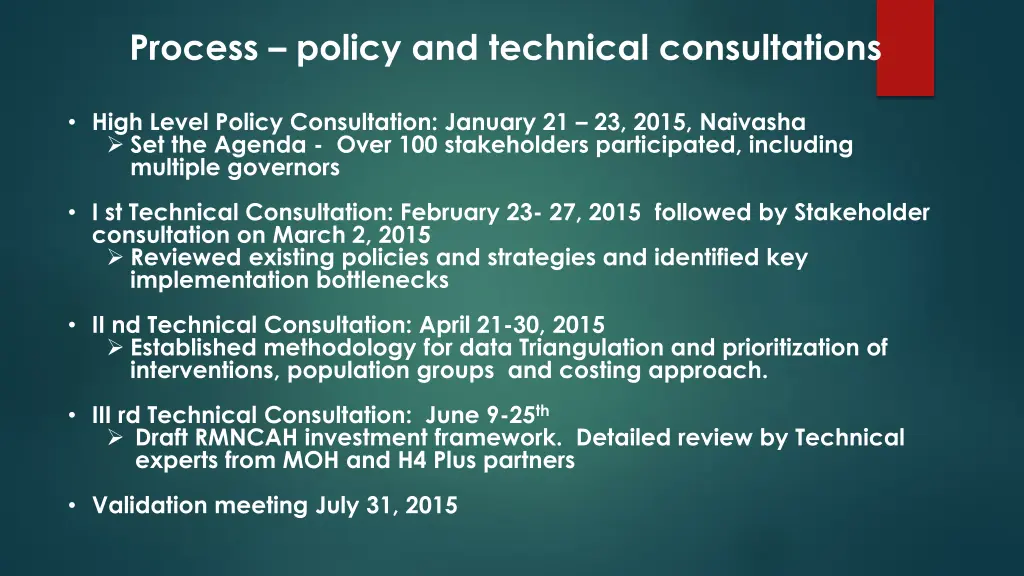 process policy and technical consultations