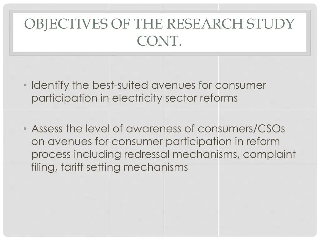 objectives of the research study cont