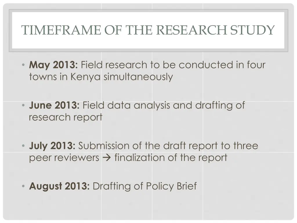 timeframe of the research study