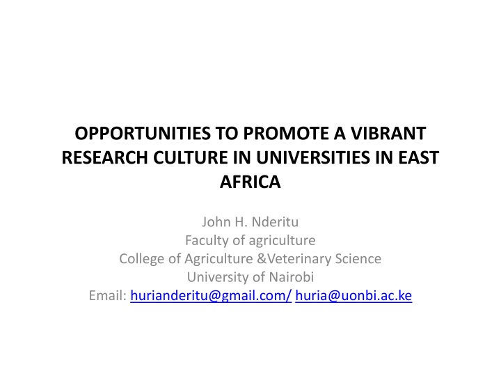 opportunities to promote a vibrant research