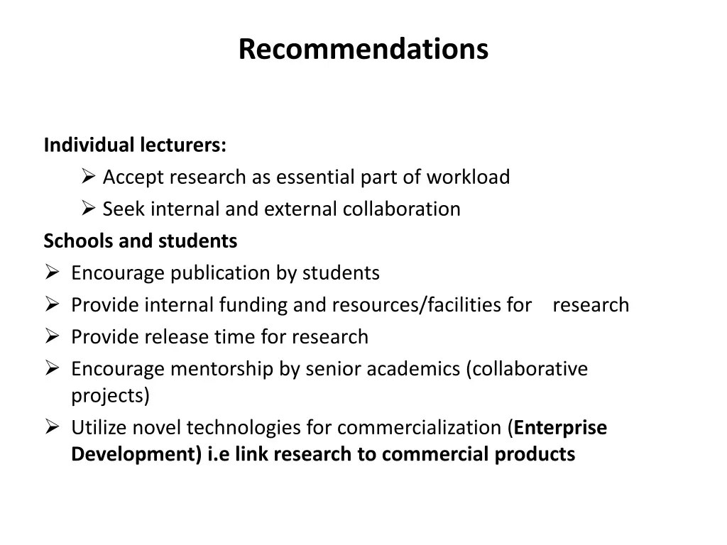 recommendations