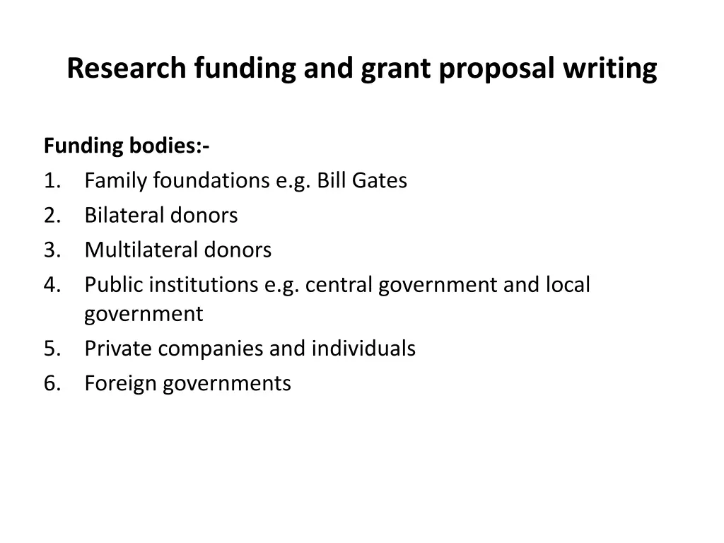 research funding and grant proposal writing