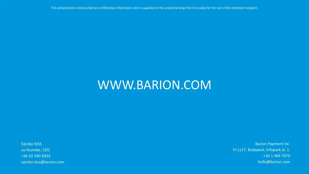 this presentation contains barion confidential