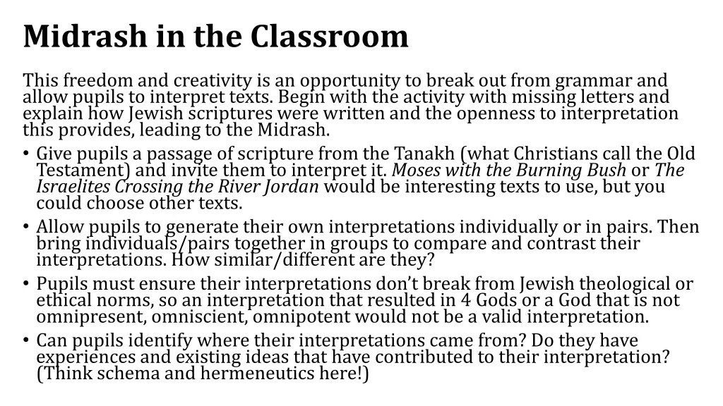 midrash in the classroom
