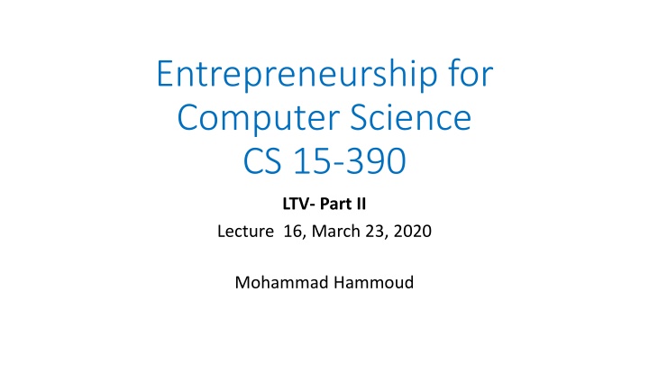 entrepreneurship for computer science cs 15 390