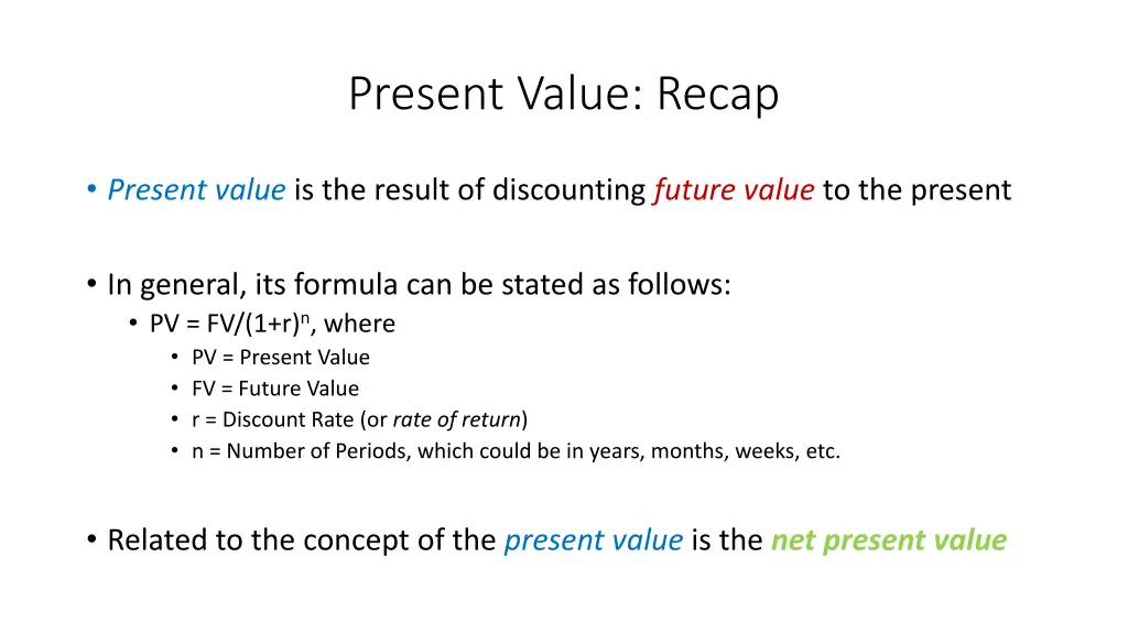 present value recap