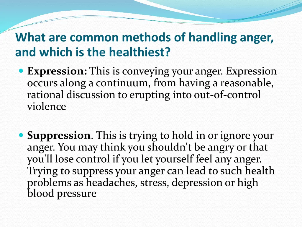 what are common methods of handling anger