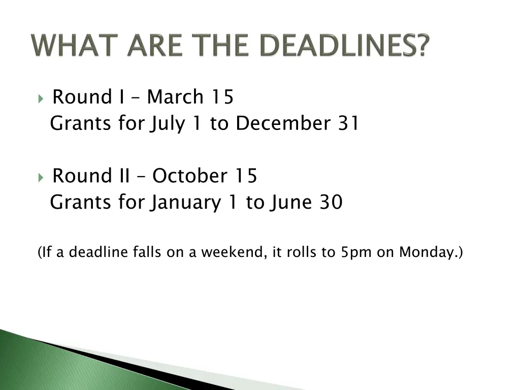 round i march 15 grants for july 1 to december 31