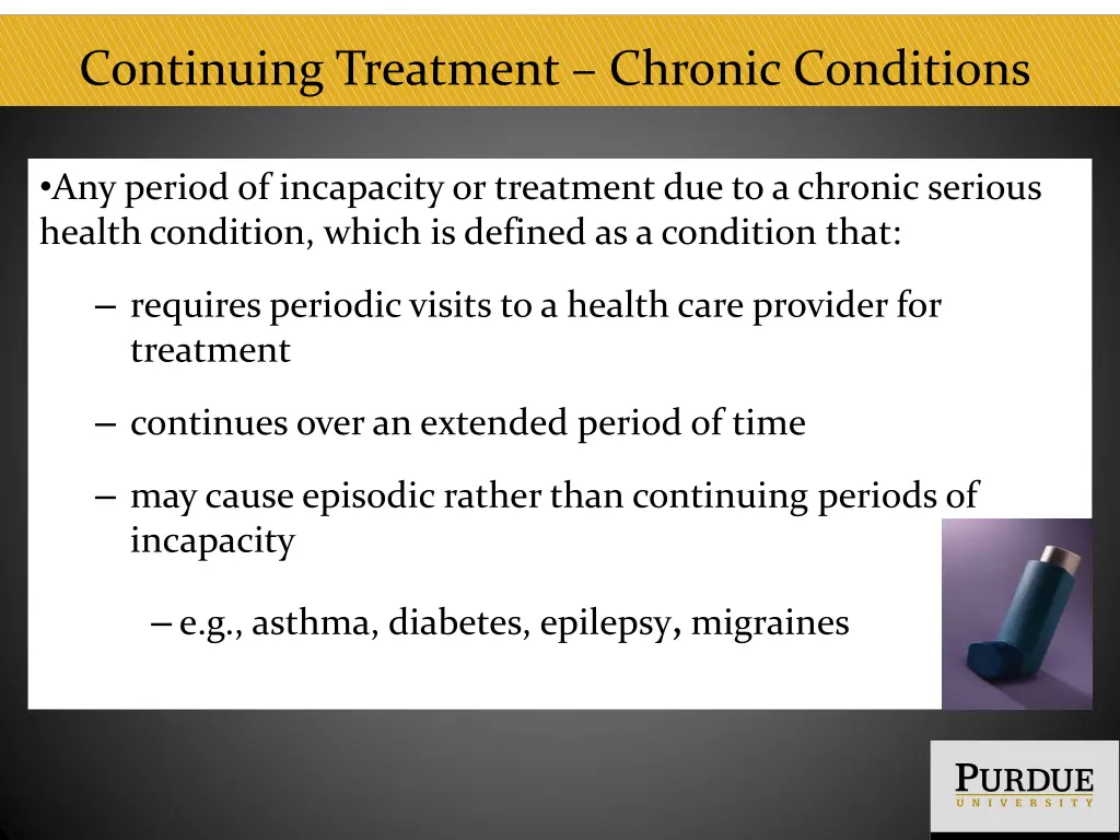 continuing treatment chronic conditions
