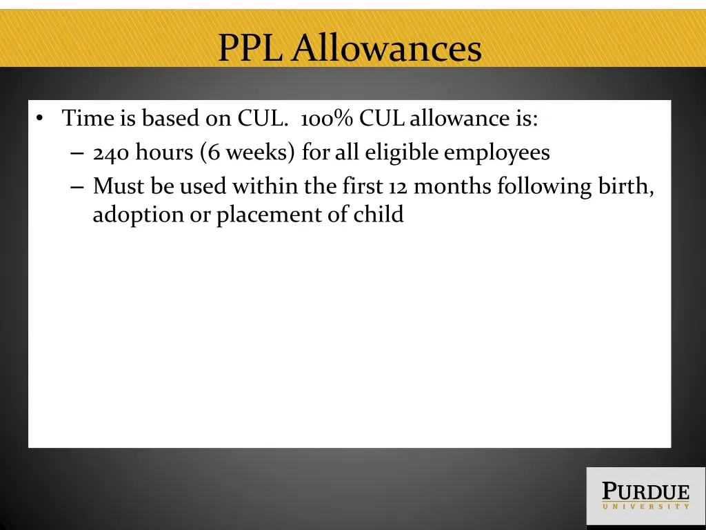 ppl allowances
