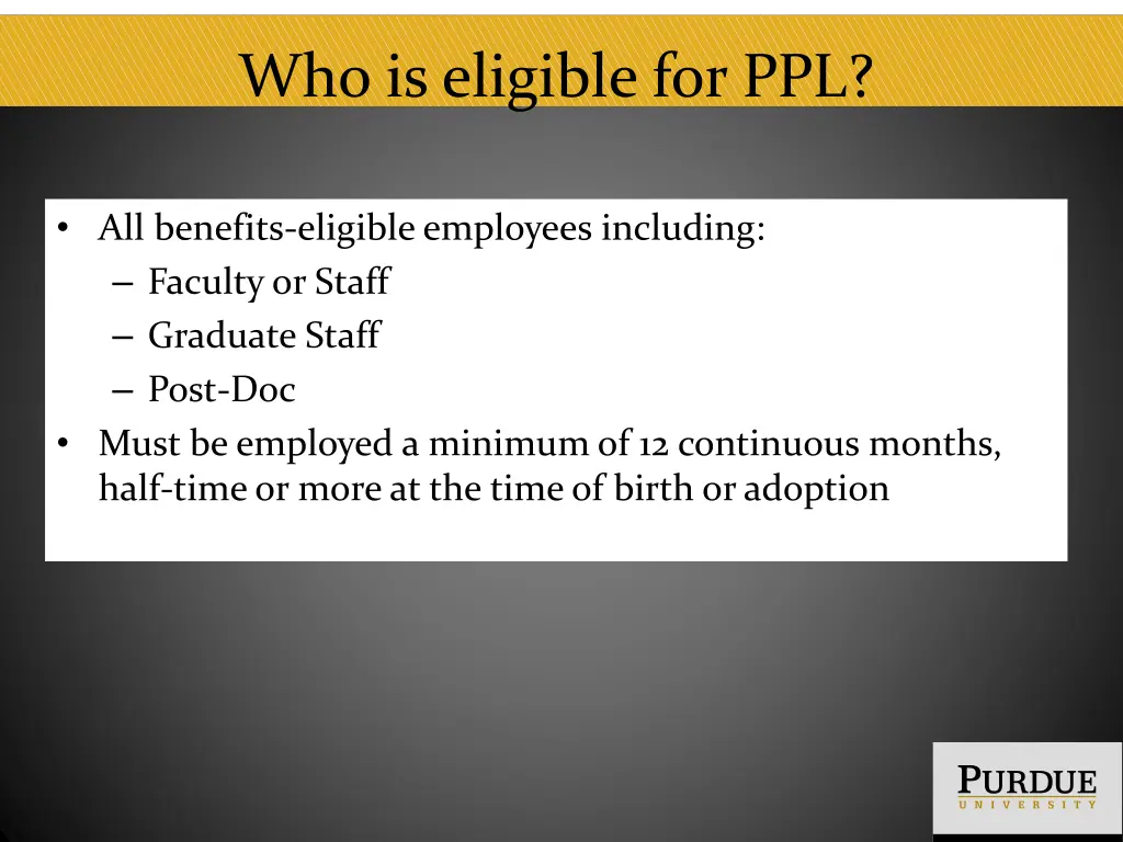 who is eligible for ppl