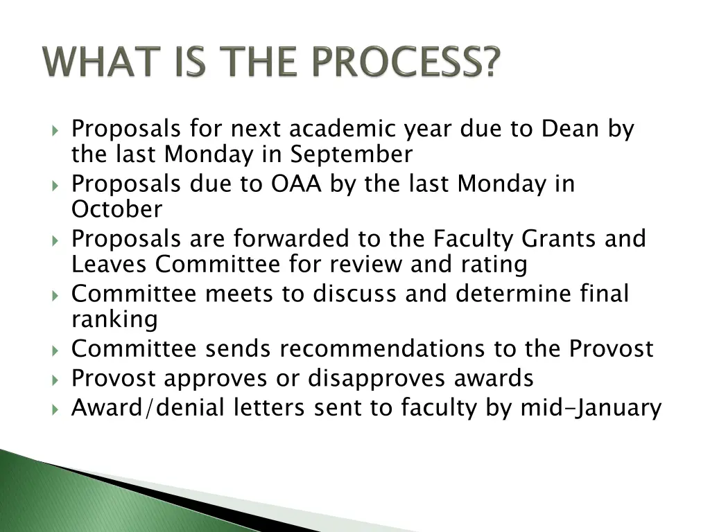 proposals for next academic year due to dean