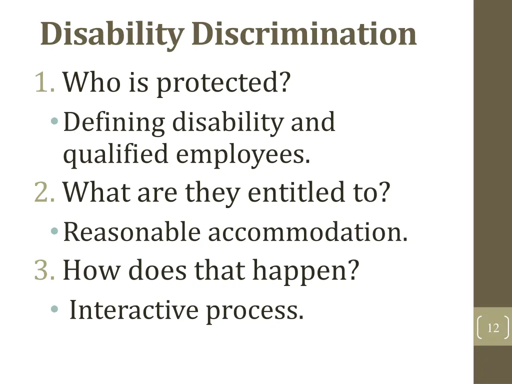 disability discrimination 1 who is protected