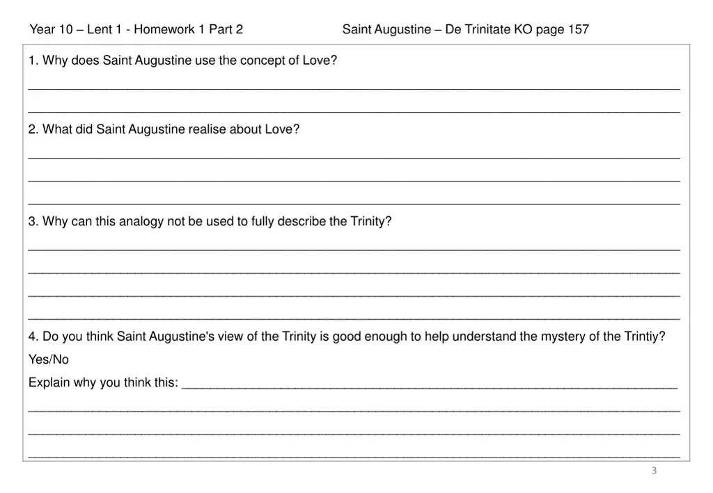 year 10 lent 1 homework 1 part 2 saint augustine