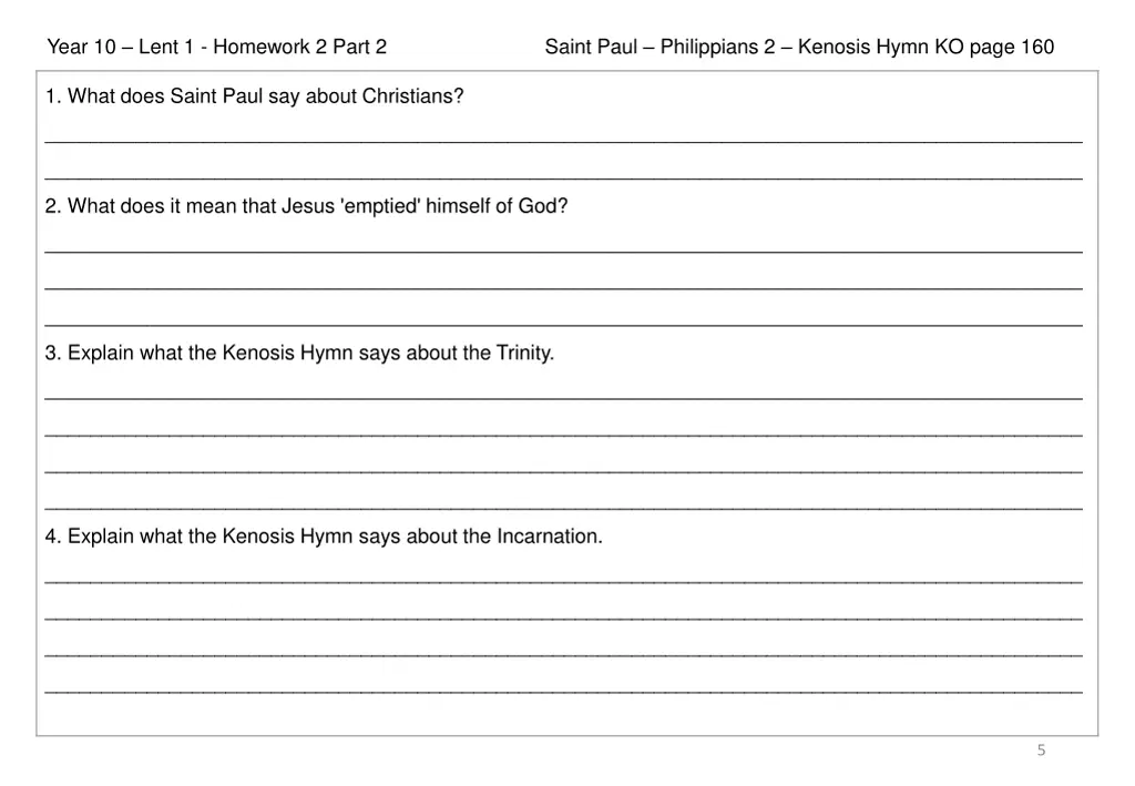 year 10 lent 1 homework 2 part 2 saint paul
