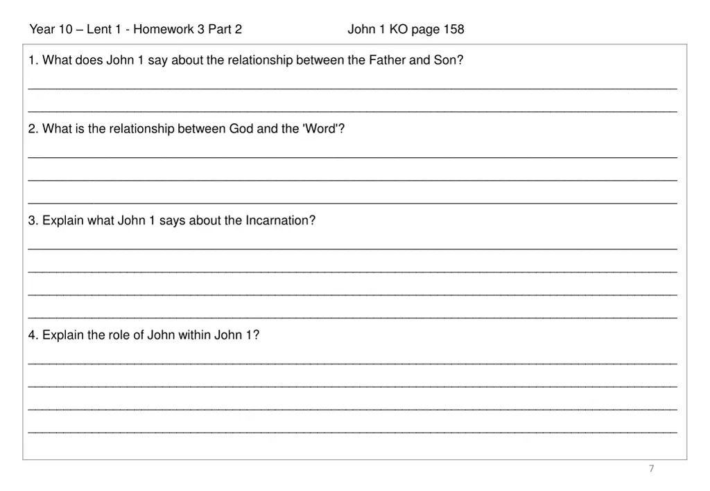 year 10 lent 1 homework 3 part 2 john 1 ko page