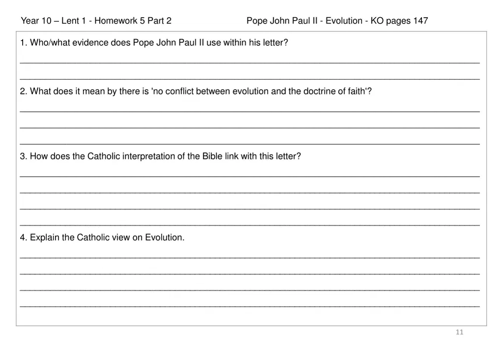 year 10 lent 1 homework 5 part 2 pope john paul
