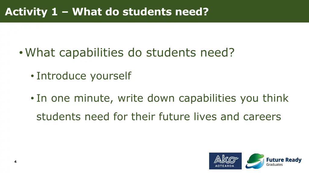 activity 1 what do students need