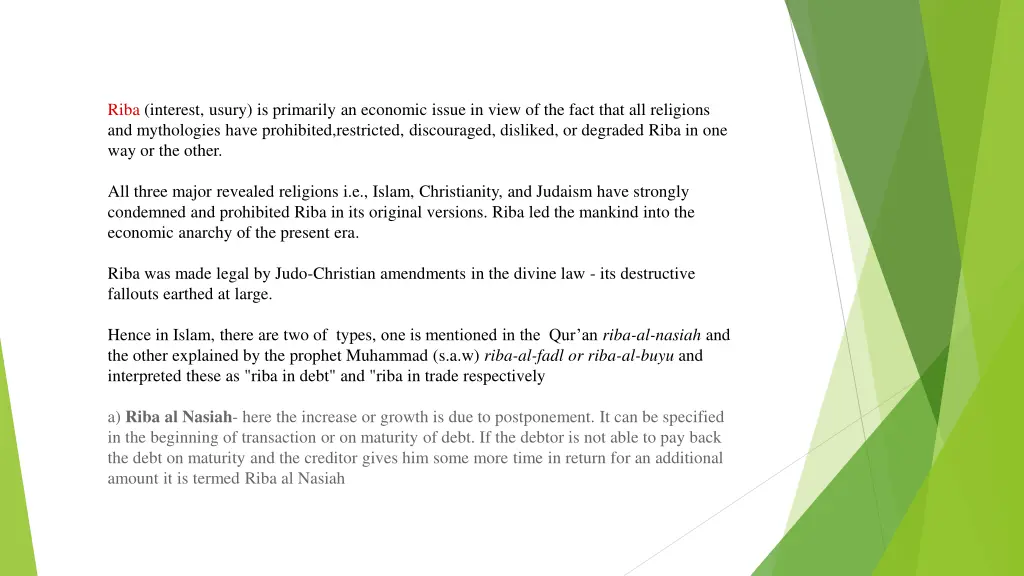 riba interest usury is primarily an economic