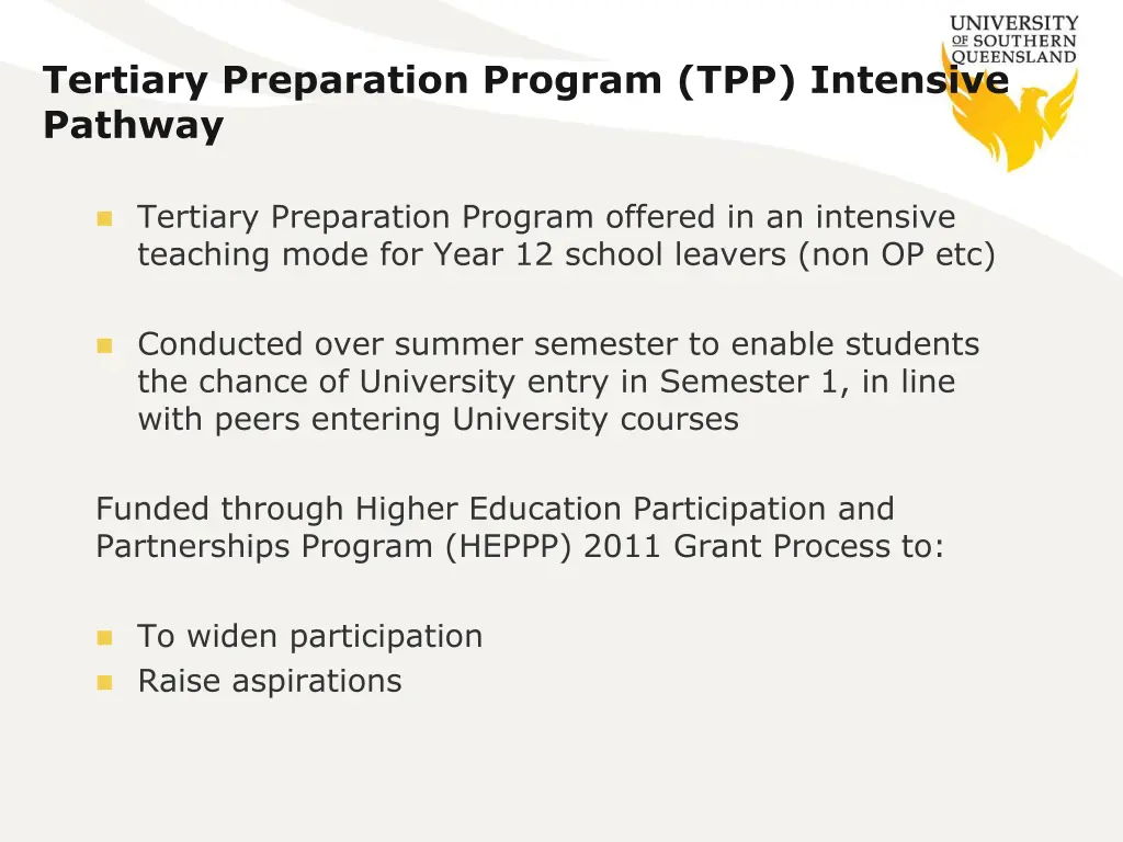 tertiary preparation program tpp intensive pathway