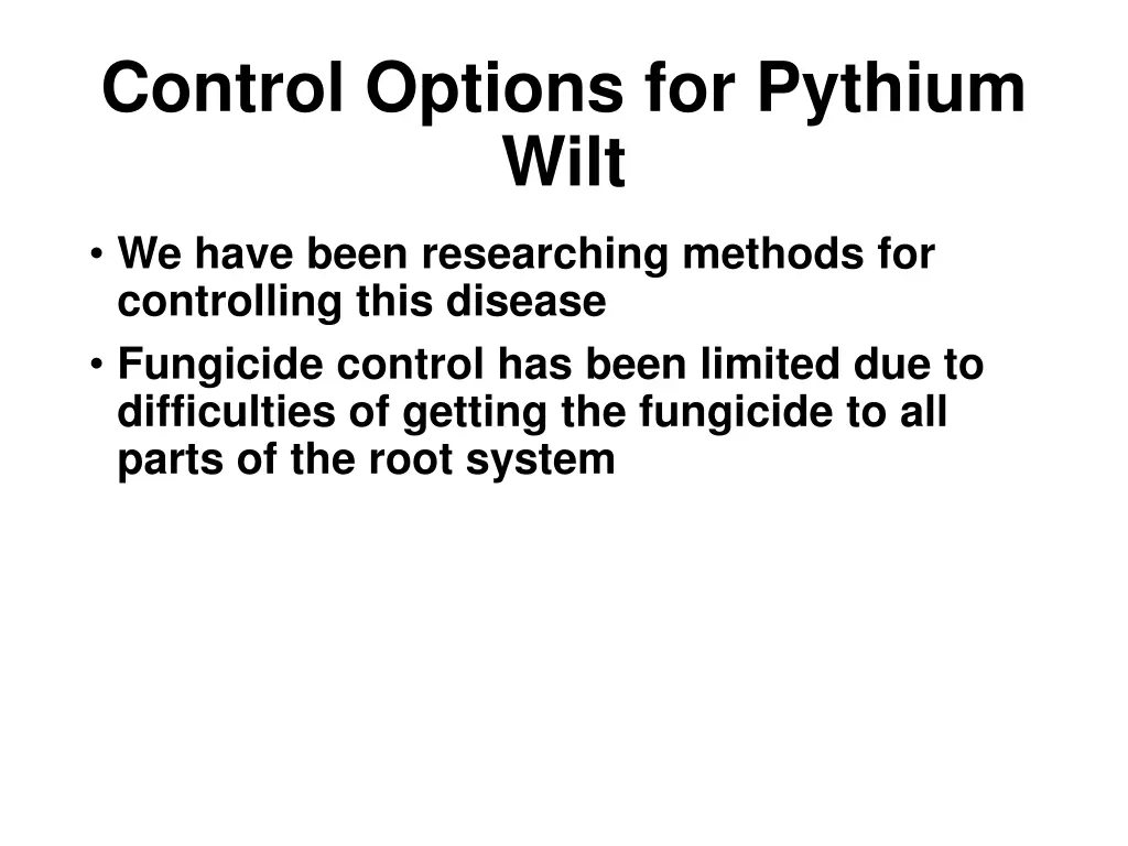 control options for pythium wilt