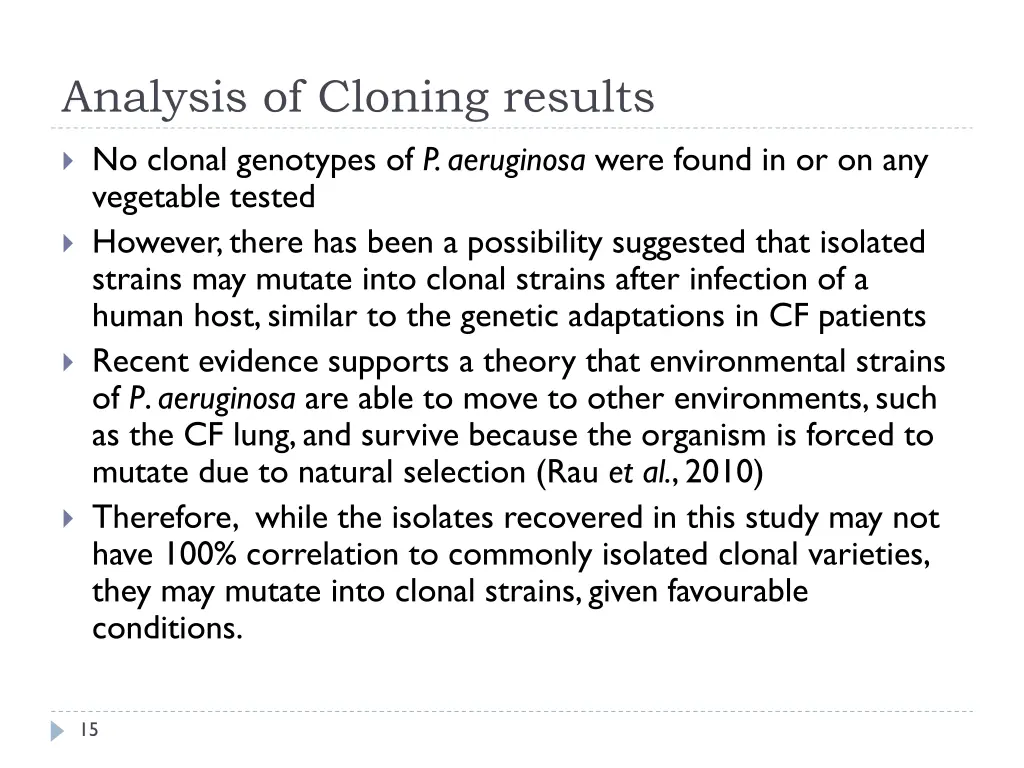 analysis of cloning results