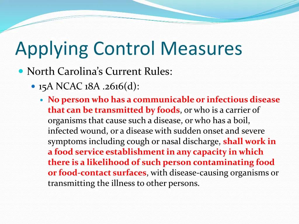 applying control measures 1