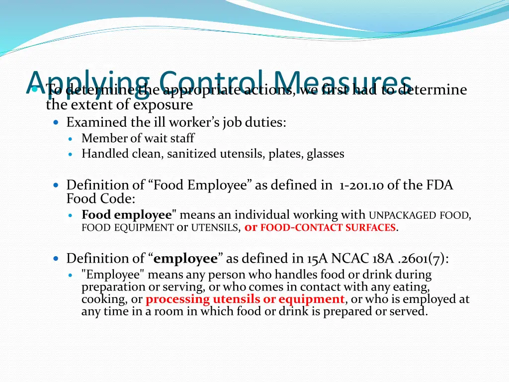 applying control measures to determine
