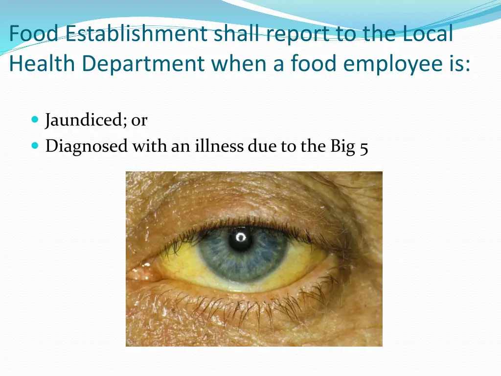 food establishment shall report to the local