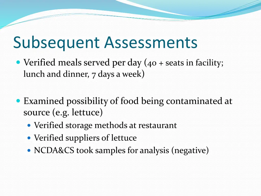 subsequent assessments