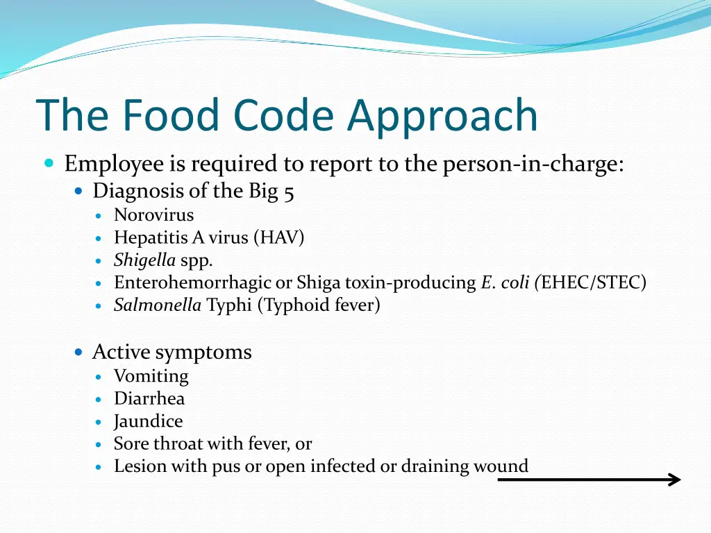 the food code approach employee is required