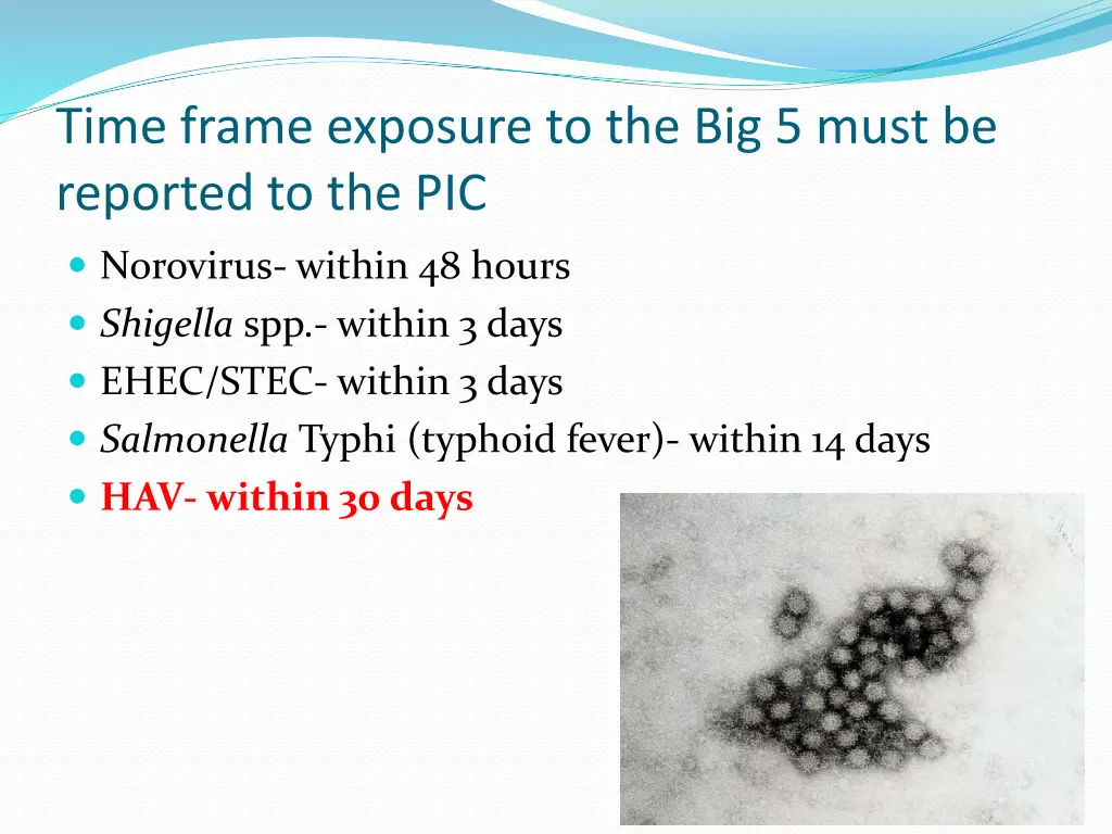 time frame exposure to the big 5 must be reported